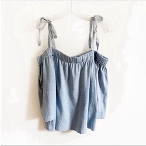 Feel the Piece Terre Jacobs shirt blue off the shoulder ties Revolve